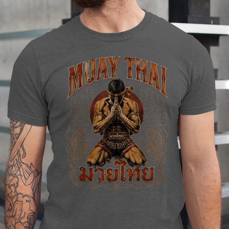 Faded Muay Thai Fighter Nak Muay Thailand Boxing Unisex Jersey T-Shirt