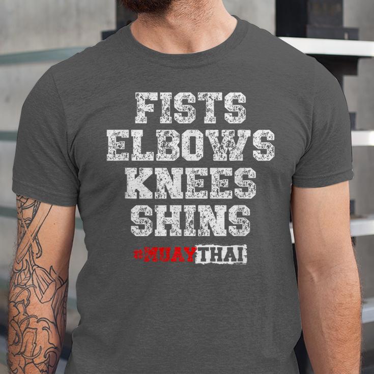 Fist Elbows Knees Shins Martial Arts Muay Thai Unisex Jersey T-Shirt