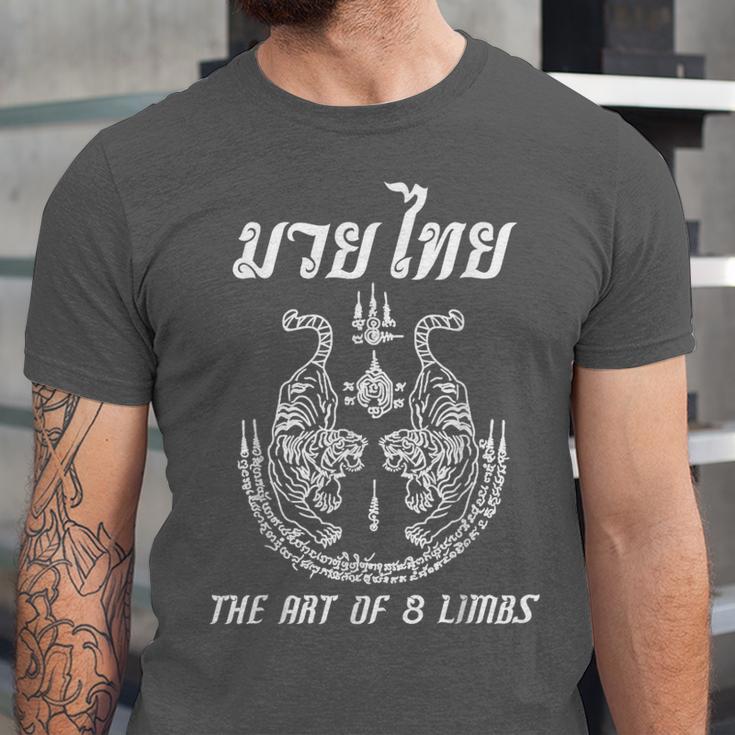 Muay Thai The Art Of 8 Limbs Martial Art Sak Yant Twin Tiger Unisex Jersey T-Shirt