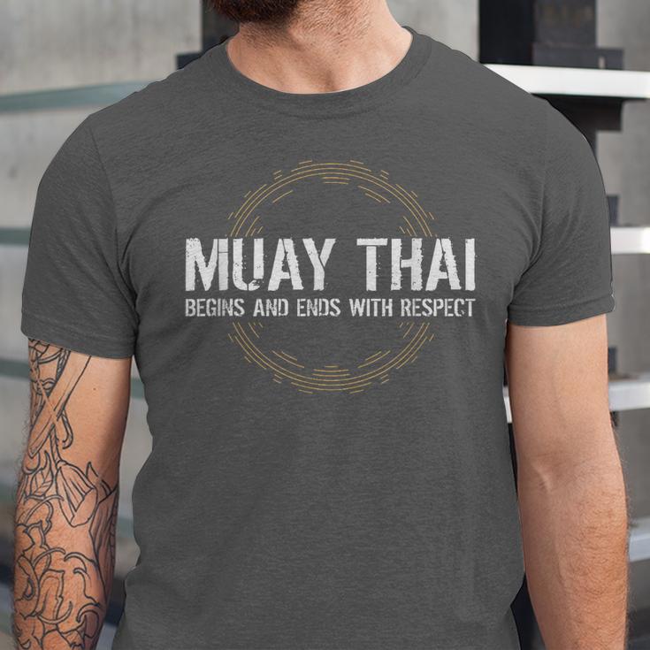 Muay Thai Begins And Ends With Respect Martial Arts Unisex Jersey T-Shirt