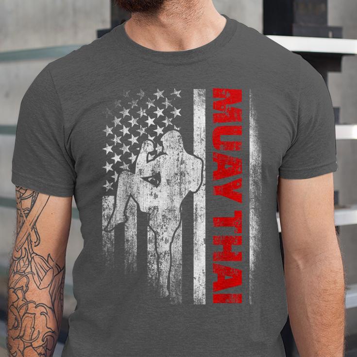 Muay Thai Boxing US American Flag Unisex Jersey T-Shirt