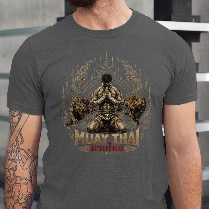 Muay Thai Clinch Vintage Thai Boxing Fighter Art Unisex Jersey T-Shirt Muay Thai Clinch Vintage Thai Boxing Fighter Art Unisex Jersey T-Shirt