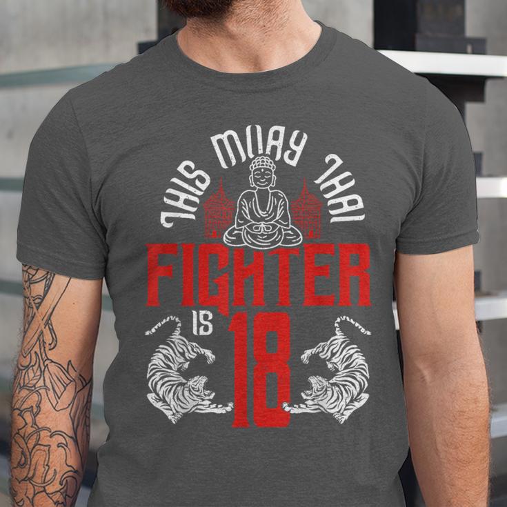 Muay Thai Fighter Is 18 Thai Boxing Muay Thai 18th Birthday Unisex Jersey T-Shirt