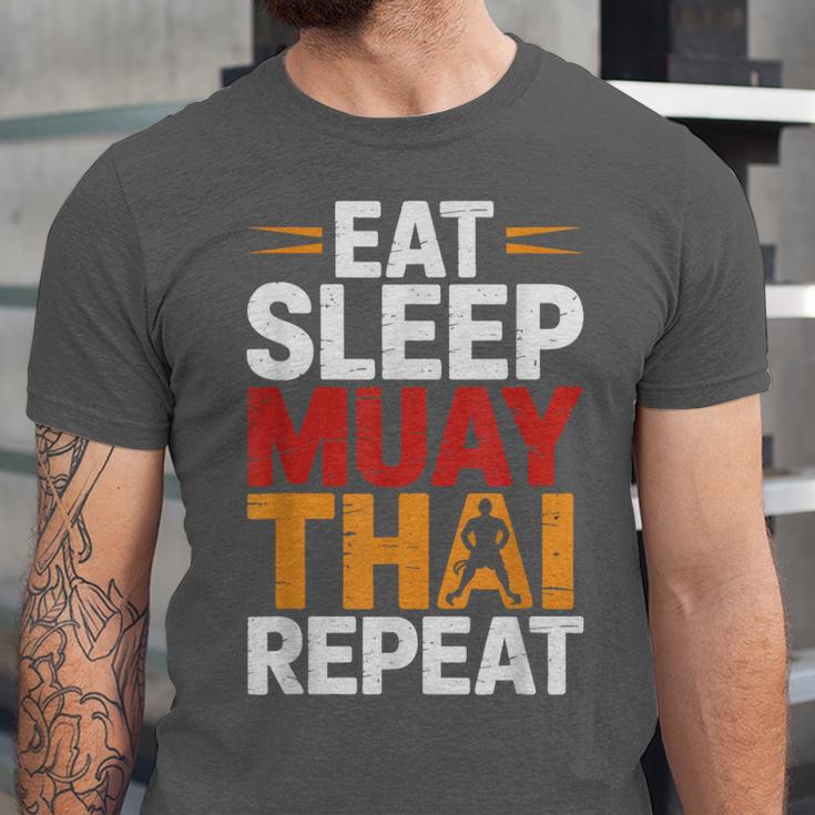Muay Thai Fighter Eat Sleep Repeat Lifestyle Training Unisex Jersey T-Shirt