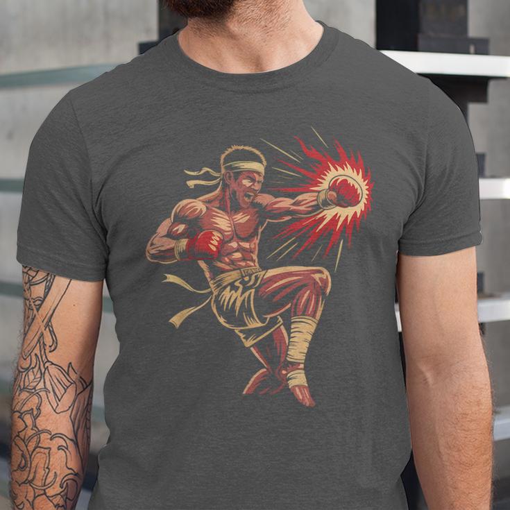 Muay Thai Fighter Southpaw Stance Minimal Silhouette Clean Unisex Jersey T-Shirt