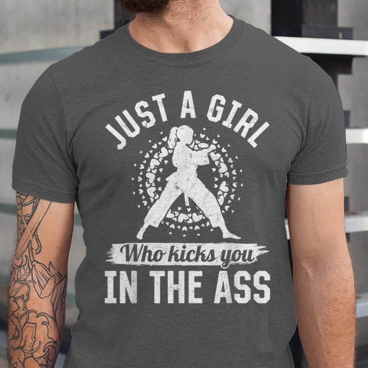 Muay Thai Girls Just a Girl Who Kicks You In The Ass Unisex Jersey T-Shirt Muay Thai Girls Just a Girl Who Kicks You In The Ass Unisex Jersey T-Shirt