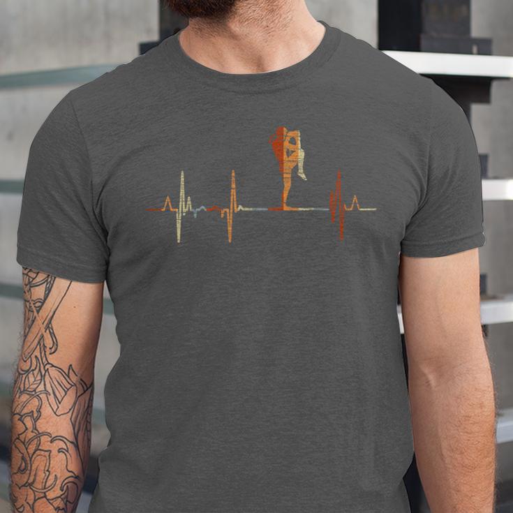 Muay Thai Heartbeat Vintage ECG Cardiogram Retro Unisex Jersey T-Shirt