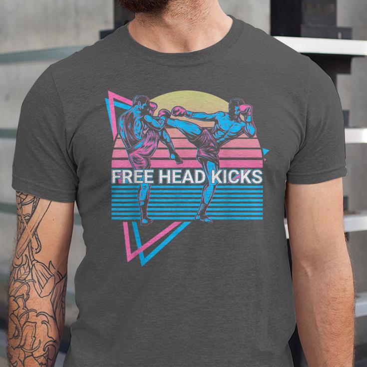 Muay Thai Kickboxing Retro Free Head Kicks Unisex Jersey T-Shirt