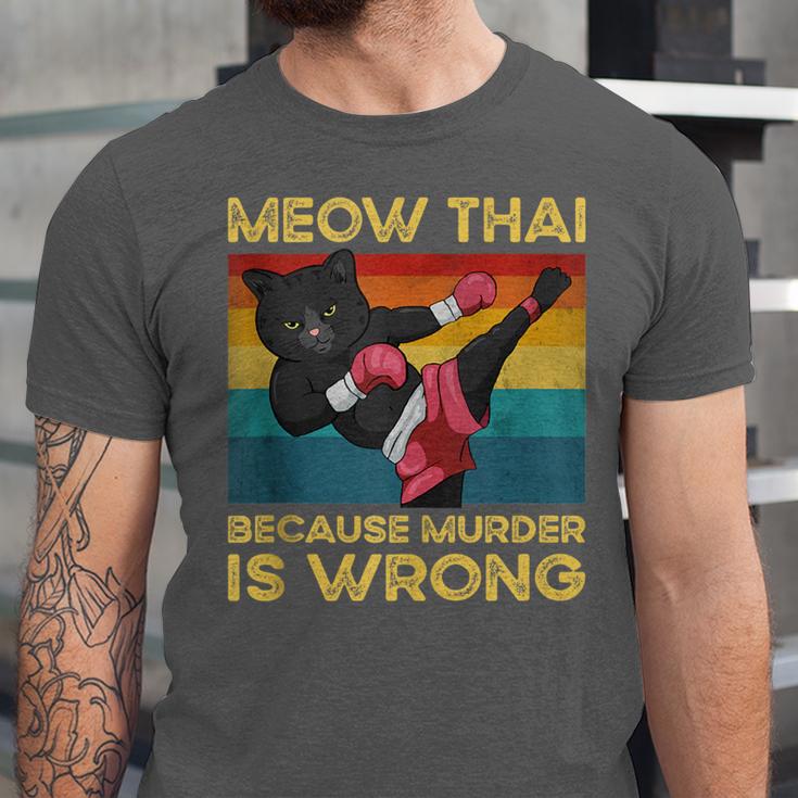 Muay Thai Because Murder Is Wrong Cat Meow Thai Unisex Jersey T-Shirt Muay Thai Because Murder Is Wrong Cat Meow Thai Unisex Jersey T-Shirt
