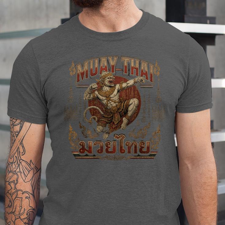 Muay Thai Power Vintage Thai Boxing Warrior Fighter Monkey Unisex Jersey T-Shirt