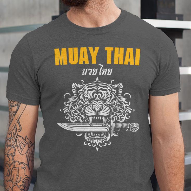 Muay Thai Sak Yant MMA Tattoo Tiger Lion Knife Martial Art Unisex Jersey T-Shirt Muay Thai Sak Yant MMA Tattoo Tiger Lion Knife Martial Art Unisex Jersey T-Shirt