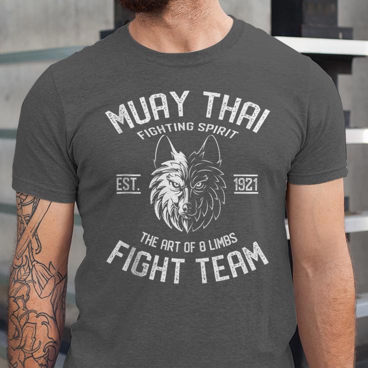 Muay Thai Wolf Fight Team Nak Muay Kickboxing Unisex Jersey T-Shirt