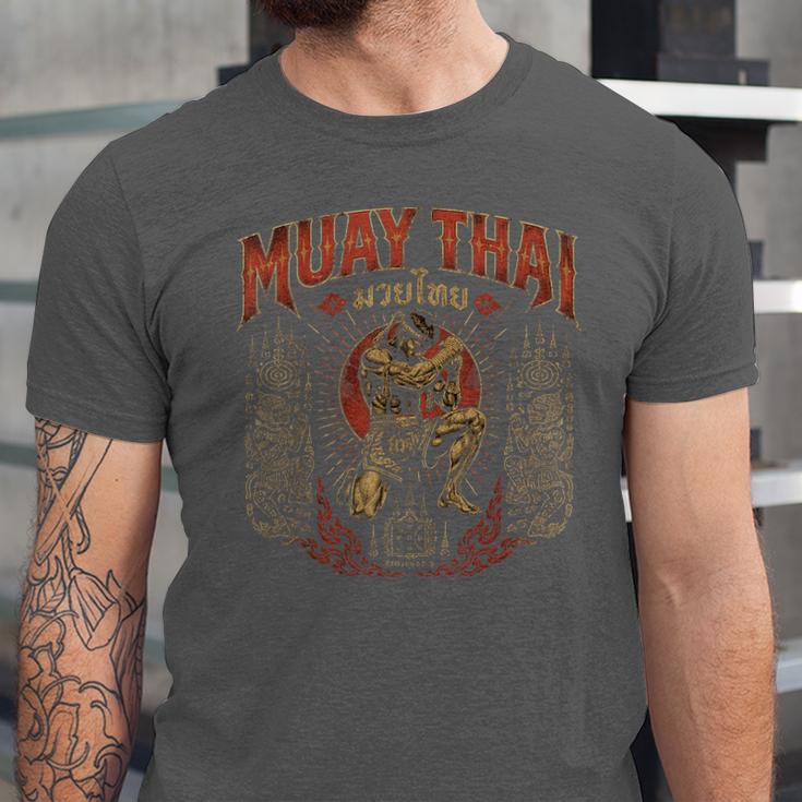 Retro Muay Thai Discipline Thai Boxing Warrior Art Unisex Jersey T-Shirt