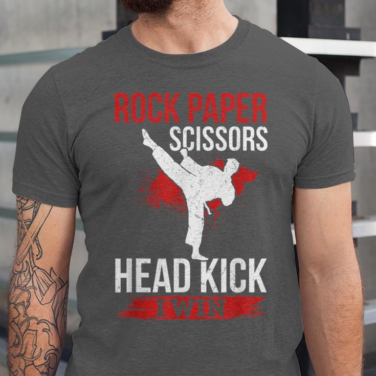 Rock Paper Scissors Head Kick I Win Muay Thai Unisex Jersey T-Shirt