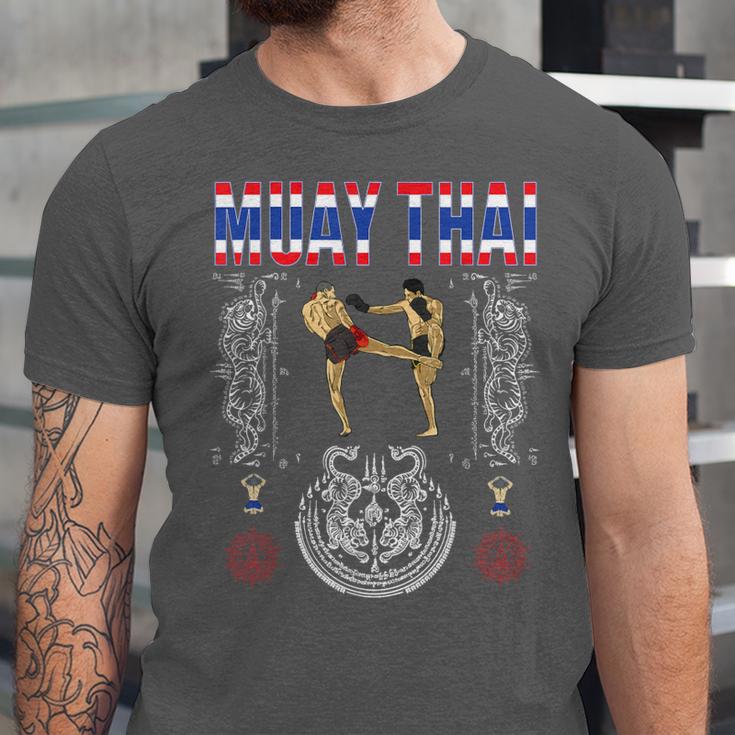 Sawadee Thai Traditional Sak Yant Thai Twin Tiger Muay Thai Unisex Jersey T-Shirt Sawadee Thai Traditional Sak Yant Thai Twin Tiger Muay Thai Unisex Jersey T-Shirt