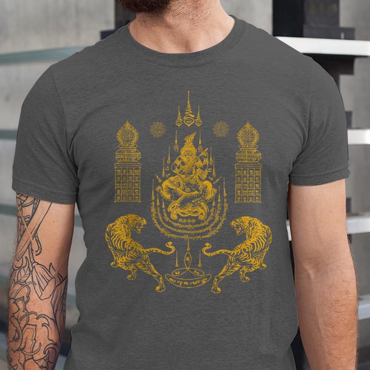 Sawadee Thai Traditional Sak Yant Thai Twin Tigers Muay Thai Unisex Jersey T-Shirt Sawadee Thai Traditional Sak Yant Thai Twin Tigers Muay Thai Unisex Jersey T-Shirt