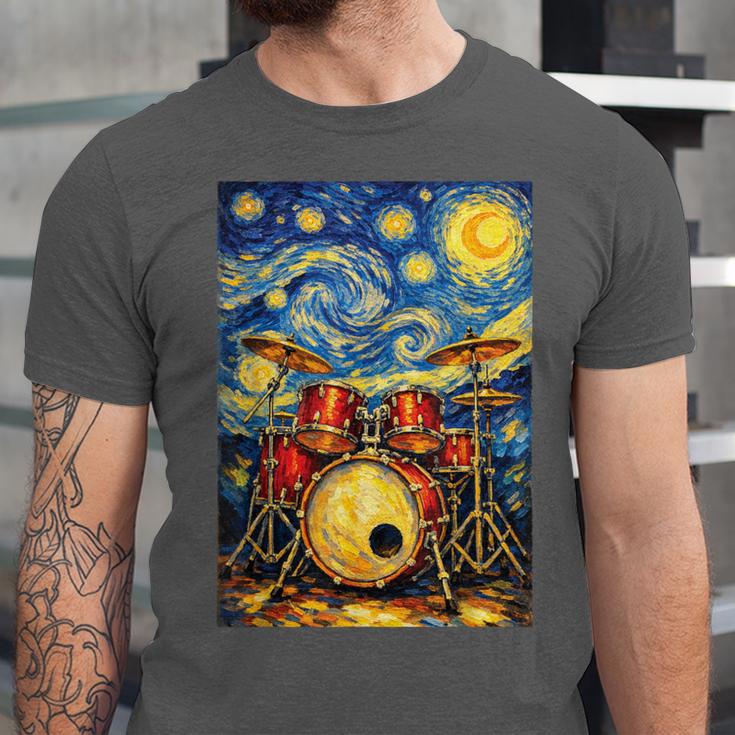 Starry Night Drum Kit Van Gogh Style Art Unisex Jersey T-Shirt Starry Night Drum Kit Van Gogh Style Art Unisex Jersey T-Shirt