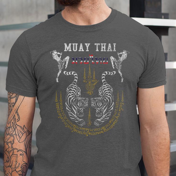 Twin Tiger Sak Yant Muay Thai Fighter Tee Martial Art Unisex Jersey T-Shirt