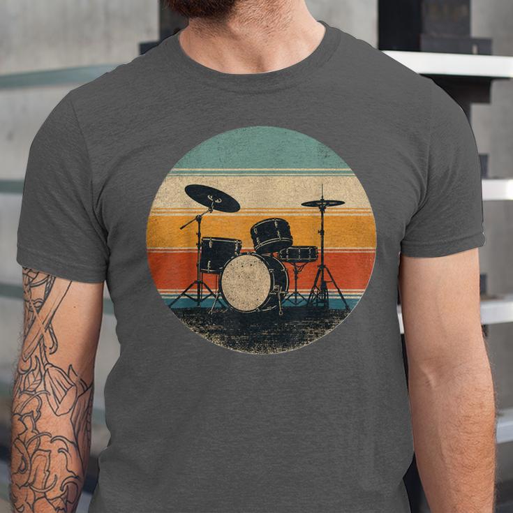 Vintage Drum Kit Silhouette Retro Music Unisex Jersey T-Shirt Vintage Drum Kit Silhouette Retro Music Unisex Jersey T-Shirt