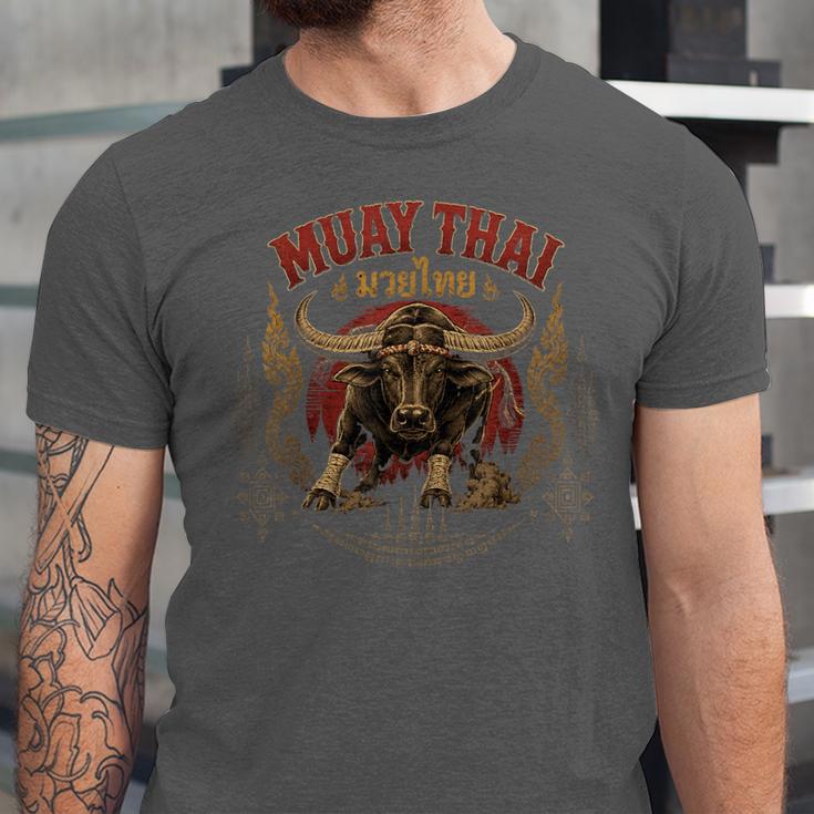 Vintage Muay Thai Dad Thai Boxing Fighter Father Buffalo Unisex Jersey T-Shirt