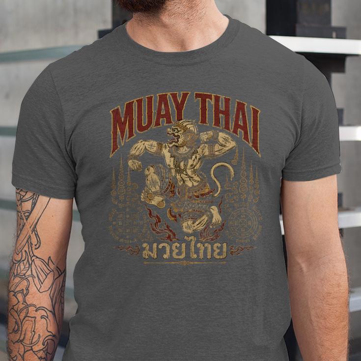 Vintage Muay Thai Spirit Thai Boxing Fighter Soul Monkey Unisex Jersey T-Shirt