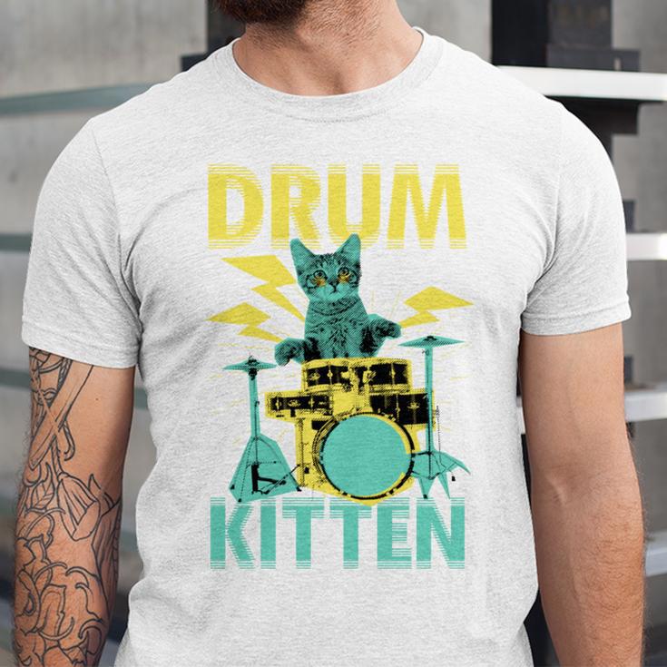 Cute Drummer Cat Drum Kitten Unisex Jersey T-Shirt