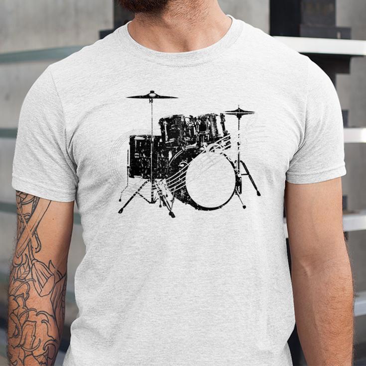 Drum Kit Drummer Band Musical Instrument Rock Music Raglan Baseball Tee Unisex Jersey T-Shirt