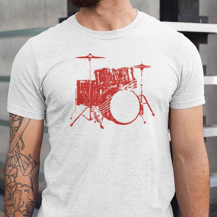Drum Kit Drummer Band Musical Instrument Rock Music Unisex Jersey T-Shirt