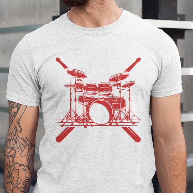 Drum Kit Percussion For Drummer Percussionist Musician Unisex Jersey T-Shirt Drum Kit Percussion For Drummer Percussionist Musician Unisex Jersey T-Shirt