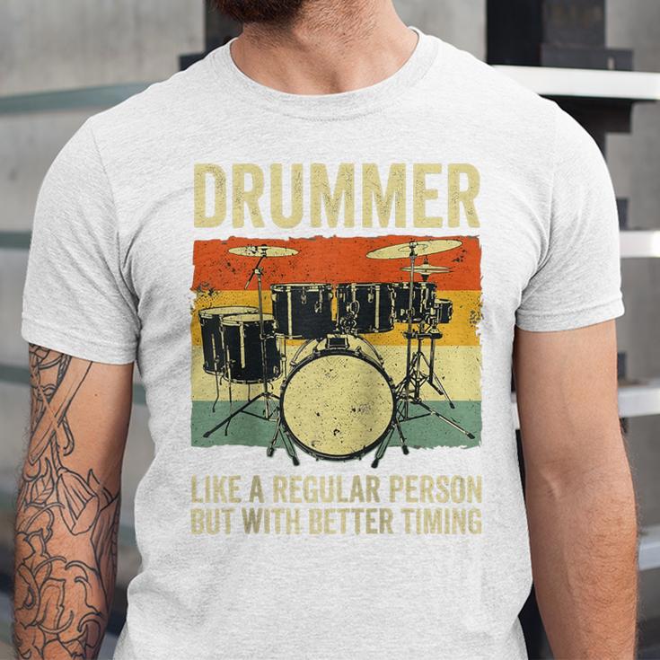 Drummer Better Timing Retro Vintage Sunset Drum Kit Graphic Raglan Baseball Tee Unisex Jersey T-Shirt Drummer Better Timing Retro Vintage Sunset Drum Kit Graphic Raglan Baseball Tee Unisex Jersey T-Shirt