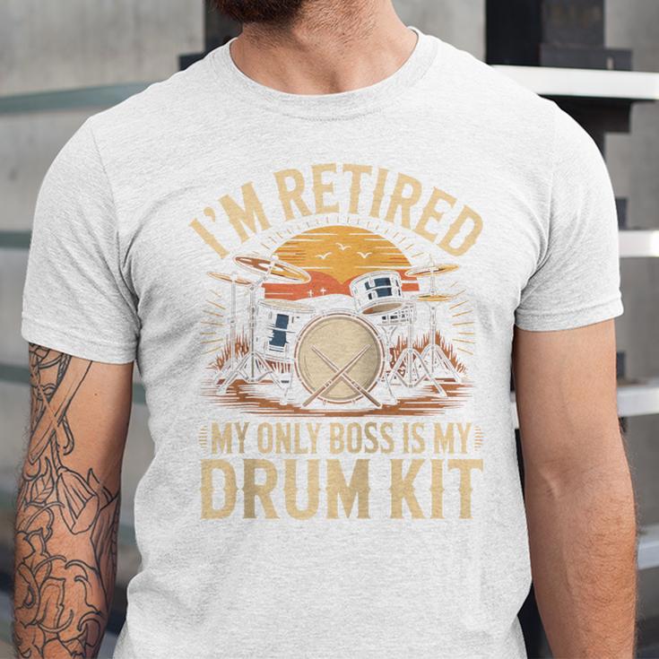 I'm Retired My Only Boss Is My Drum Kit Drums Drummer Raglan Baseball Tee Unisex Jersey T-Shirt I'm Retired My Only Boss Is My Drum Kit Drums Drummer Raglan Baseball Tee Unisex Jersey T-Shirt