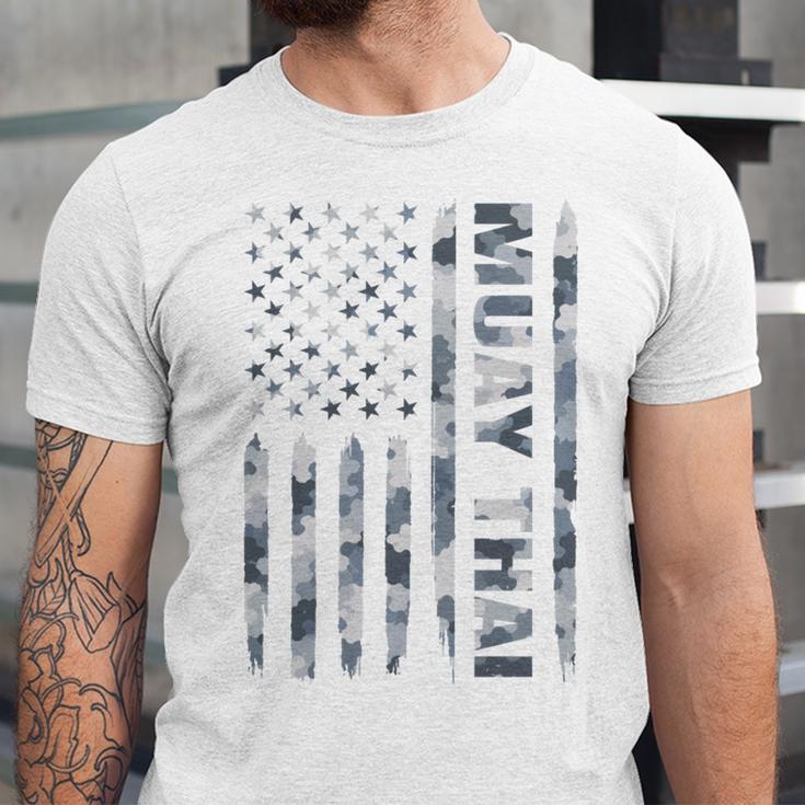 Muay Thai American Flag Camo Military Patriotic Unisex Jersey T-Shirt