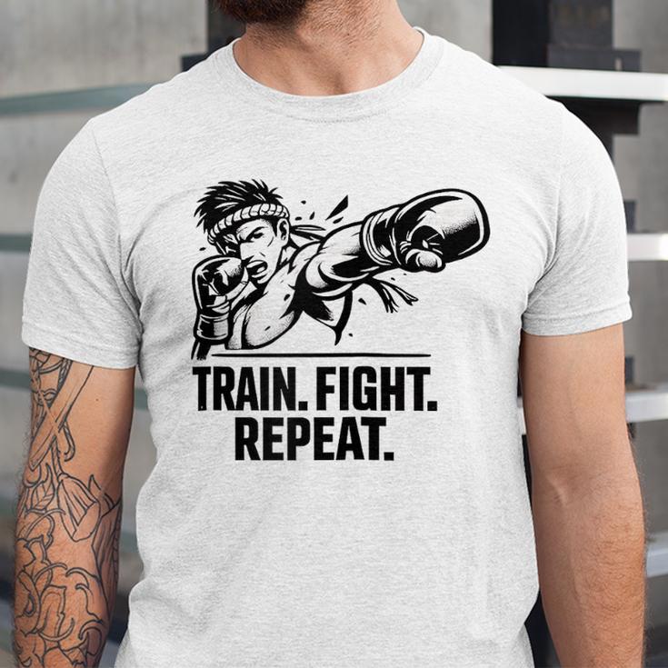 Train Fight Repeat Nak Muay Thai Boxing Fighter Raglan Baseball Tee Unisex Jersey T-Shirt Train Fight Repeat Nak Muay Thai Boxing Fighter Raglan Baseball Tee Unisex Jersey T-Shirt