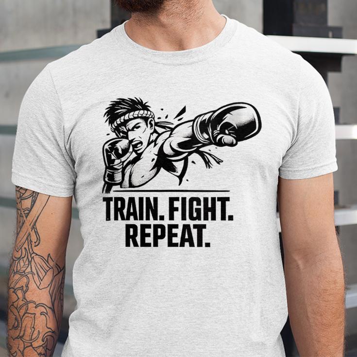 Women's Train Fight Repeat Nak Muay Thai Boxing Fighter Unisex Jersey T-Shirt Women's Train Fight Repeat Nak Muay Thai Boxing Fighter Unisex Jersey T-Shirt