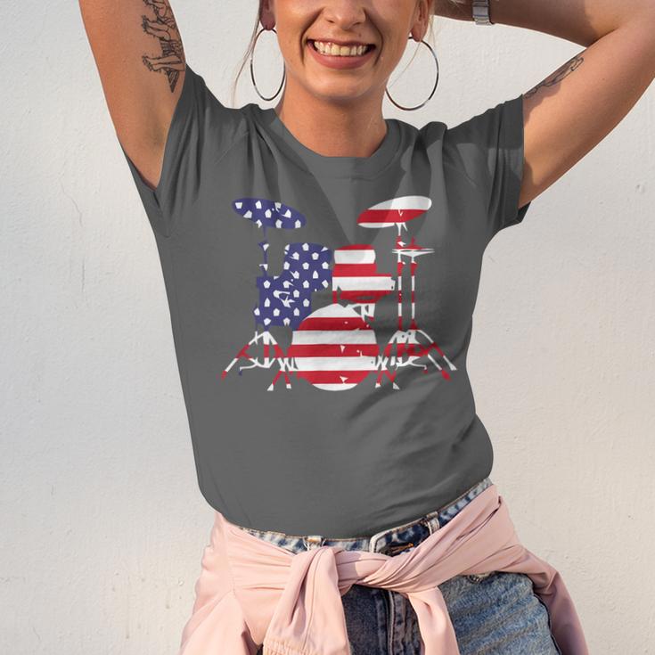 American Flag Drum Kit Patriotic US Drum Art Unisex Jersey T-Shirt