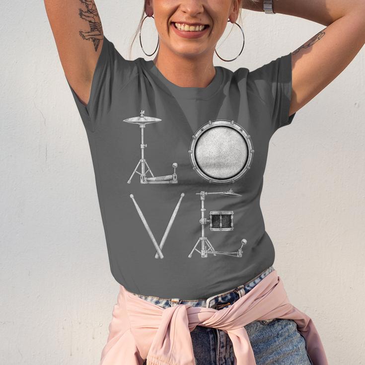 Drum Kit Love Illustration For Music Enthusiasts Unisex Jersey T-Shirt