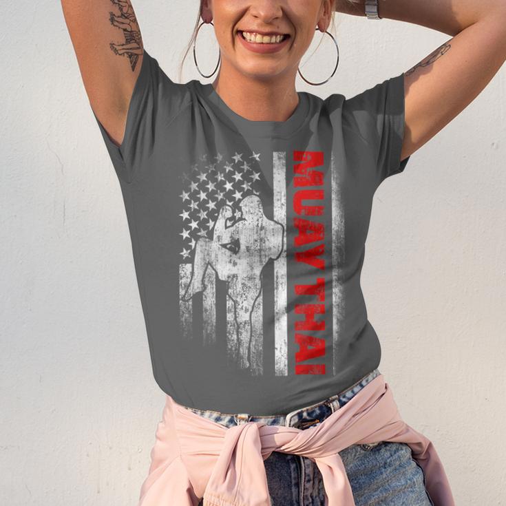 Muay Thai Boxing US American Flag Unisex Jersey T-Shirt