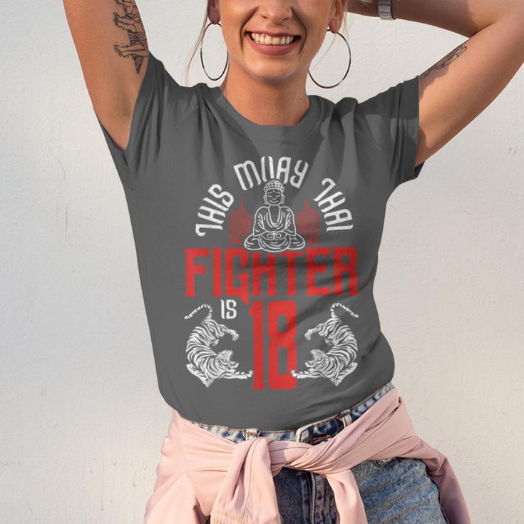 Muay Thai Fighter Is 18 Thai Boxing Muay Thai 18th Birthday Unisex Jersey T-Shirt