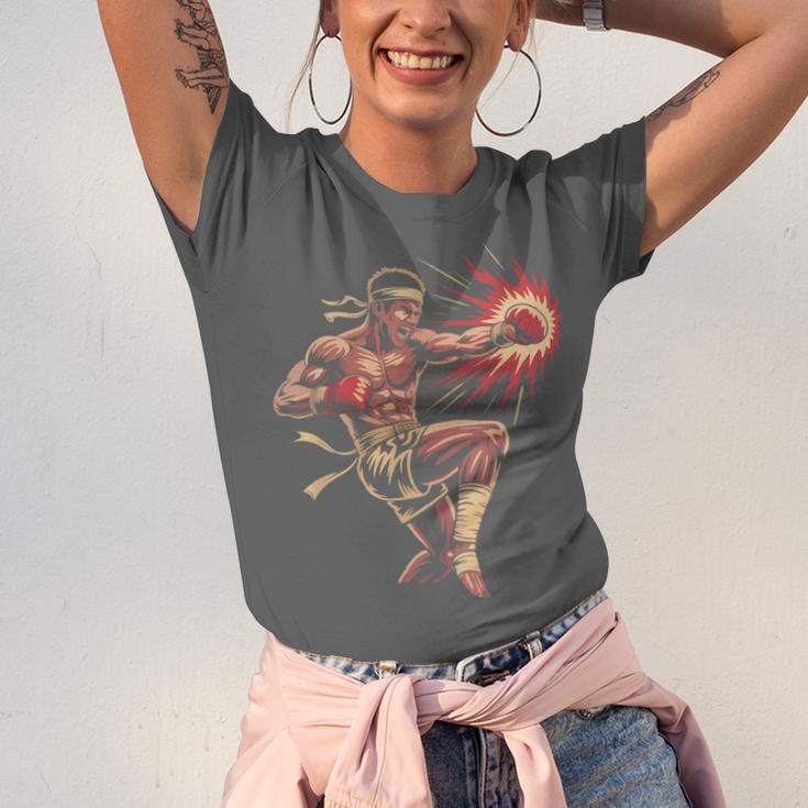 Muay Thai Fighter Southpaw Stance Minimal Silhouette Clean Unisex Jersey T-Shirt