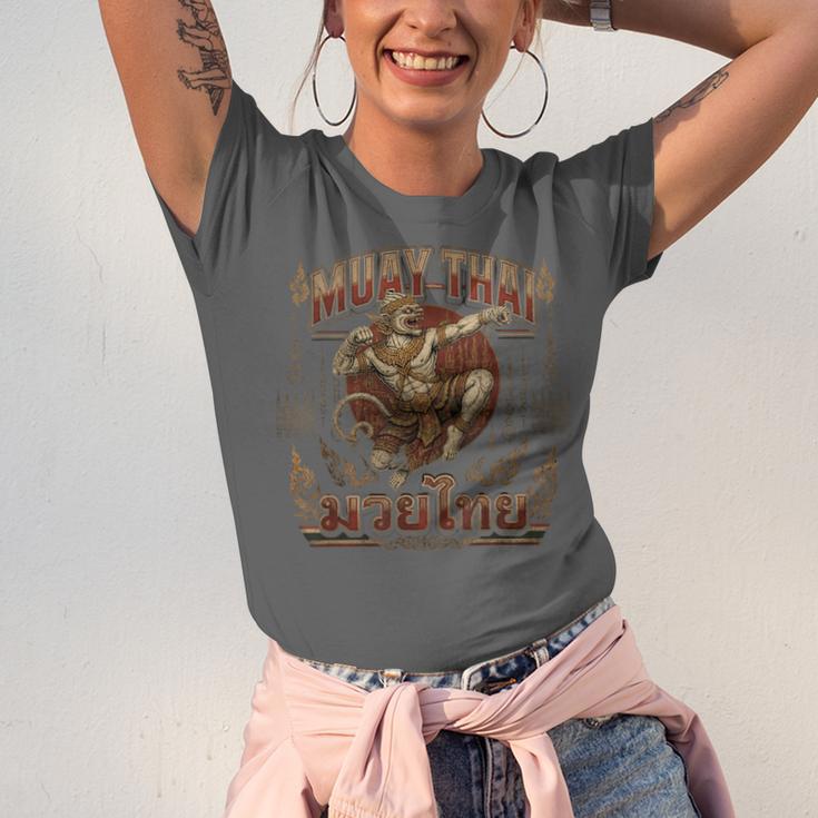 Muay Thai Power Vintage Thai Boxing Warrior Fighter Monkey Unisex Jersey T-Shirt