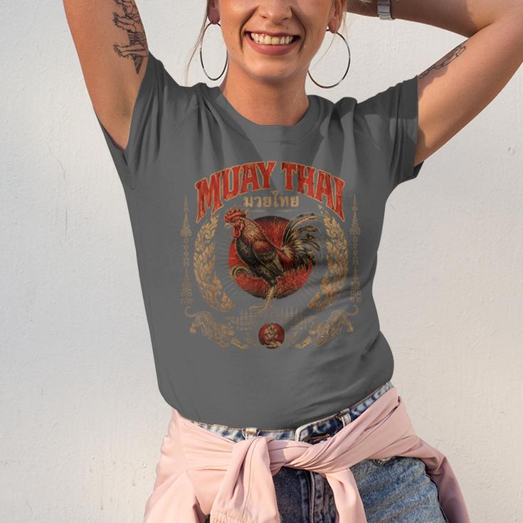 Retro Muay Thai Woman Thai Boxing Warrior Fighter Chicken Unisex Jersey T-Shirt