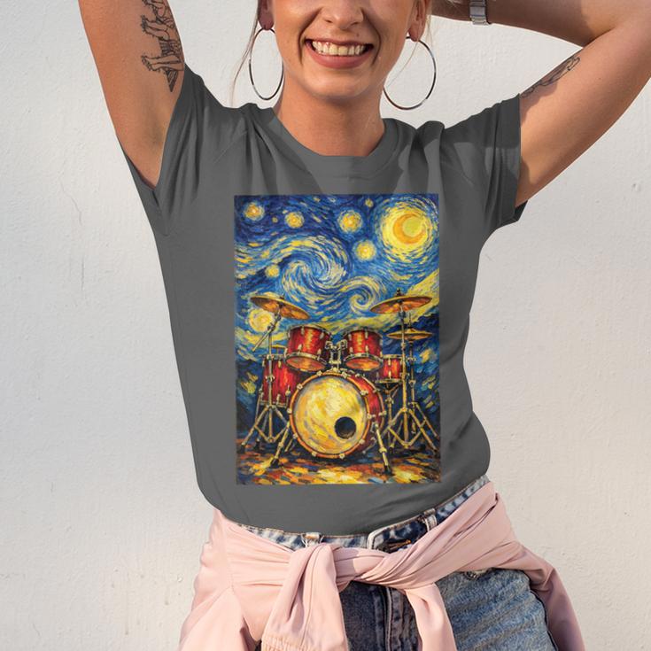 Starry Night Drum Kit Van Gogh Style Art Unisex Jersey T-Shirt Starry Night Drum Kit Van Gogh Style Art Unisex Jersey T-Shirt