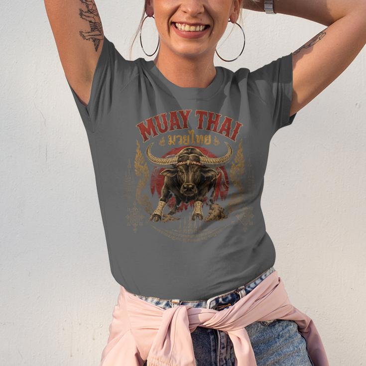 Vintage Muay Thai Dad Thai Boxing Fighter Father Buffalo Unisex Jersey T-Shirt