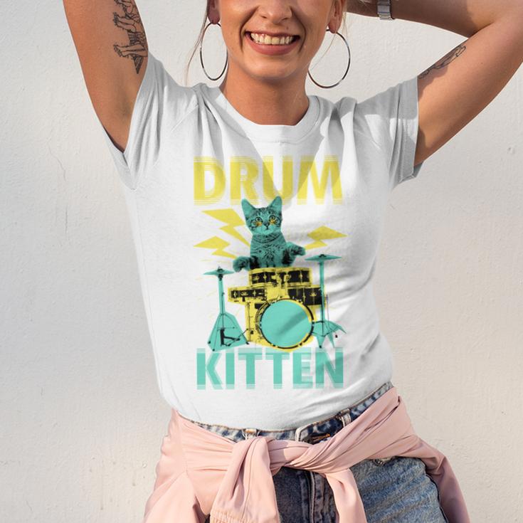 Cute Drummer Cat Drum Kitten Unisex Jersey T-Shirt