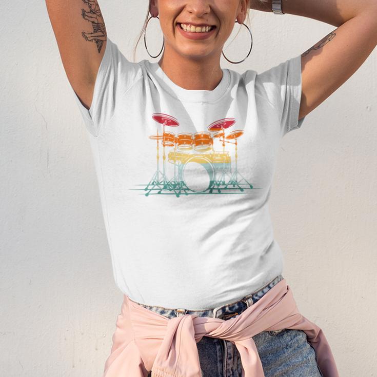 Drum Kit Musical Retro Instrument Musician Raglan Baseball Tee Unisex Jersey T-Shirt