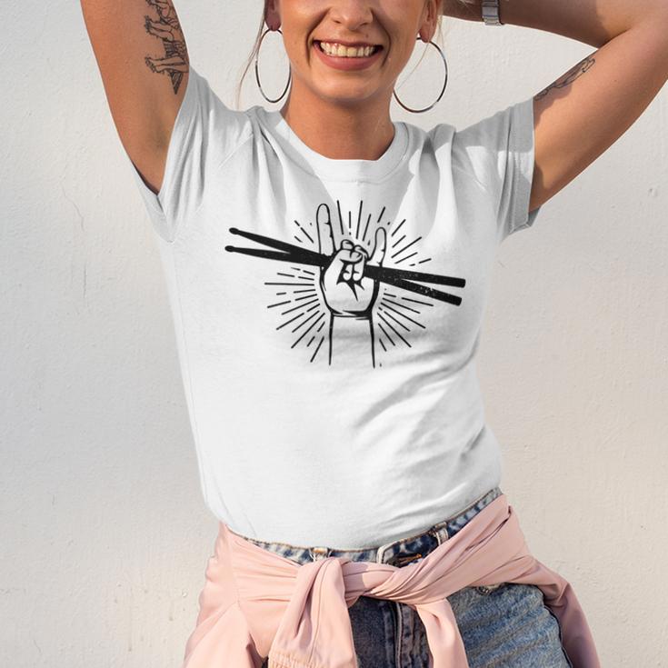 Drummer Drum Kit Rock & Roll Music Drummer Unisex Jersey T-Shirt Drummer Drum Kit Rock & Roll Music Drummer Unisex Jersey T-Shirt