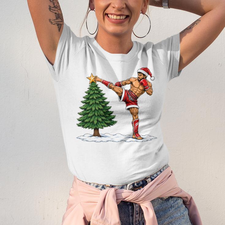 Festive Muay Thai Santa Christmas Unisex Jersey T-Shirt
