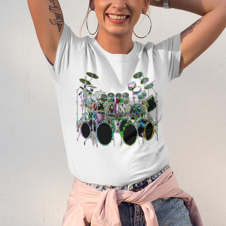Large Drum Kit With Many Drums Unisex Jersey T-Shirt Large Drum Kit With Many Drums Unisex Jersey T-Shirt