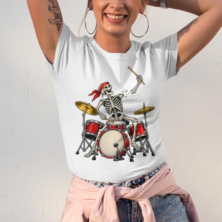 Skeleton Drummer Skull Drum Kit Halloween Raglan Baseball Tee Unisex Jersey T-Shirt Skeleton Drummer Skull Drum Kit Halloween Raglan Baseball Tee Unisex Jersey T-Shirt