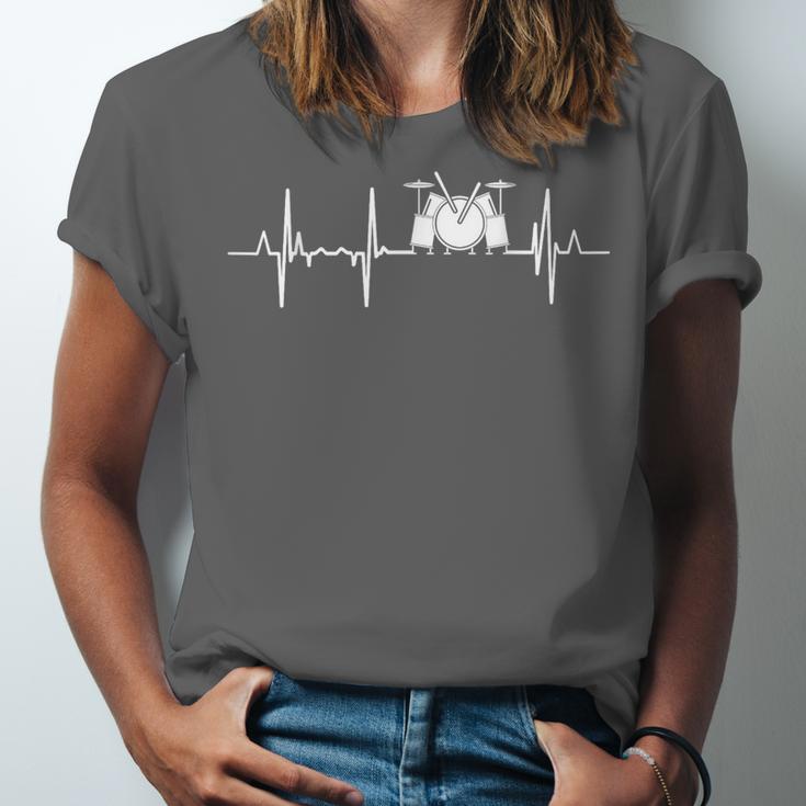 Drum Kit Cardiogram Drum Musician ECG Unisex Jersey T-Shirt Drum Kit Cardiogram Drum Musician ECG Unisex Jersey T-Shirt